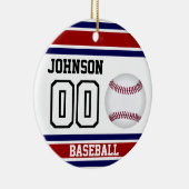 Personalisiert Baseball | Rot, Weiß und Blau Keramik Ornament (Rechts)