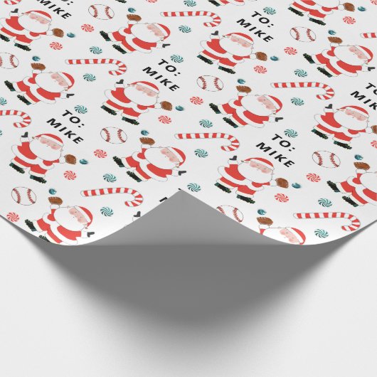 Personalisiert Baseball Weihnachtsgeschenk Geschenkpapier (Ecke)