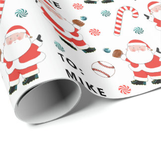 Personalisiert Baseball Weihnachtsgeschenk Geschenkpapier
