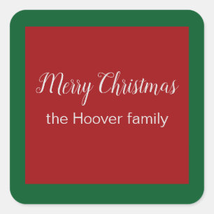 Personalisiert Basic Red Green Frory Christmas Tag Quadratischer Aufkleber