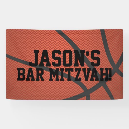 Personalisiert Basketball Bar Mitzvah Banner (Horizontal)