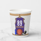 Personalisiert Basketball Jersey Lila | Gold Pappbecher (Vorderseite)