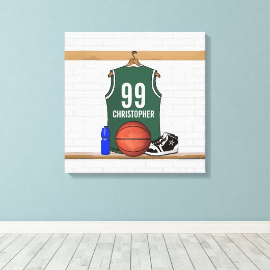Personalisiert Basketball Jersey Wrapped Canvas Leinwanddruck (Insitu (Holzboden))