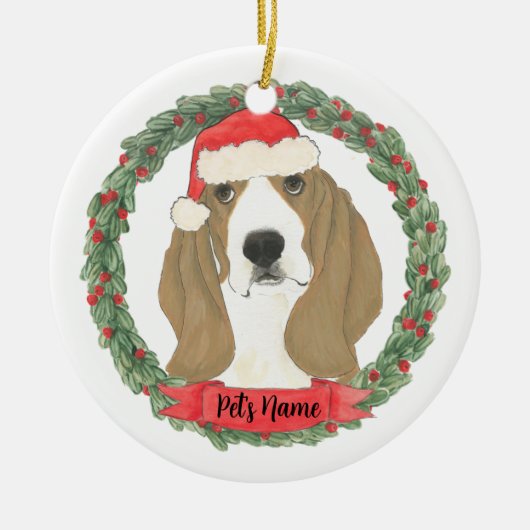 Personalisiert Basset Hound Keramik Ornament (Vorne)