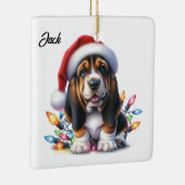 Personalisiert Bassett Hound Weihnachten Keramikornament (Rechts)