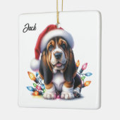 Personalisiert Bassett Hound Weihnachten Keramikornament (Links)