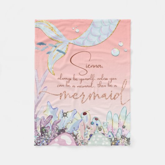 Personalisiert "Be a Mermaid" Fleecedecke (Vorderseite)