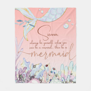 Personalisiert "Be a Mermaid" Fleecedecke