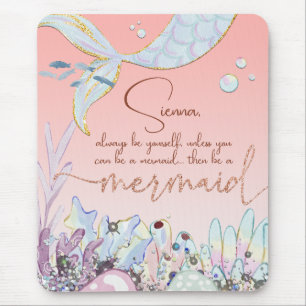 Personalisiert "Be a Mermaid" Pastel Glitzer Mousepad