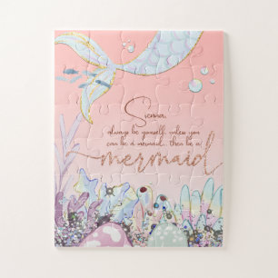 Personalisiert "Be a Mermaid" Pastel Glitzer Puzzle
