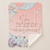 Personalisiert "Be a Mermaid" Pastel Glitzer Sherpadecke (Vorderseite)