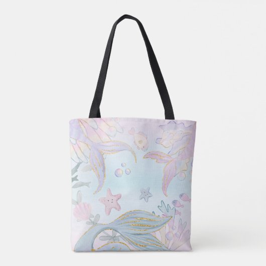 Personalisiert "Be a Mermaid" Pastel Glitzer Tasche (Rückseite)