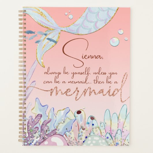 Personalisiert "Be a Mermaid" Planer (Vorderseite)