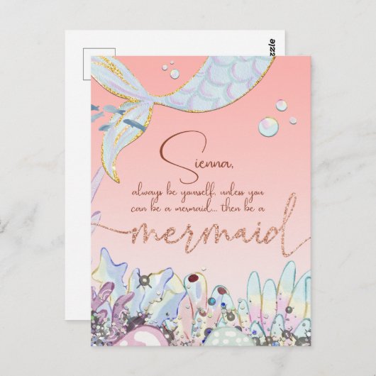 Personalisiert "Be a Mermaid" Postkarte (Vorne/Hinten)
