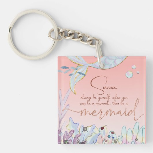 Personalisiert "Be a Mermaid" Schlüsselanhänger (Vorderseite)