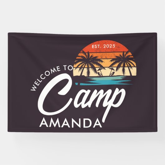 Personalisiert Beach Camp Junggeselinnen-Abschied Banner (Horizontal)