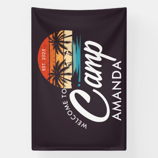 Personalisiert Beach Camp Junggeselinnen-Abschied Banner (Vertikal)