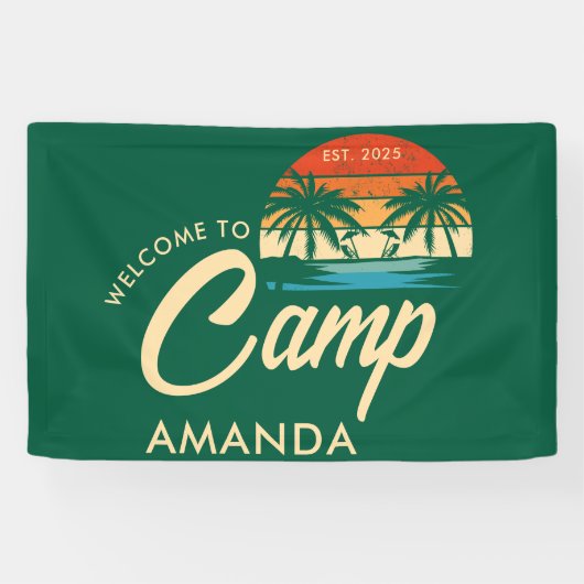 Personalisiert Beach Camp Junggeselinnen-Abschied Banner (Horizontal)