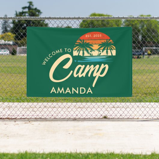 Personalisiert Beach Camp Junggeselinnen-Abschied Banner (Insitu)