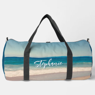 Personalisiert Beach Foto Blue Duffle Bag