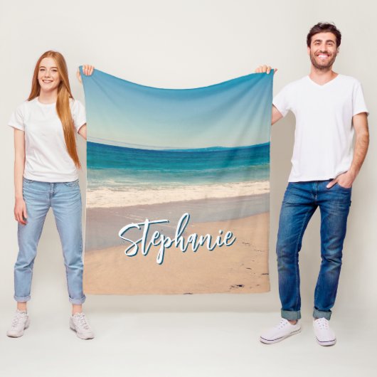 Personalisiert Beach Foto Blue Fleecedecke (Beispiel)