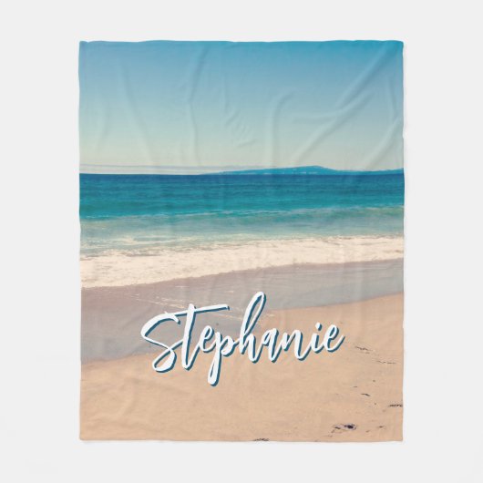 Personalisiert Beach Foto Blue Fleecedecke (Vorderseite)