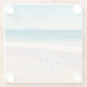 Personalisiert Beach Foto Blue Landschaftlich Glasuntersetzer (Rückseite)