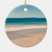 Personalisiert Beach Foto Blue Landschaftlich Keramik Ornament (Hinten)