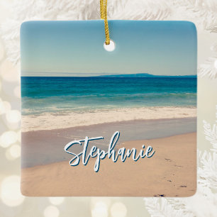 Personalisiert Beach Foto Blue Landschaftlich Keramikornament