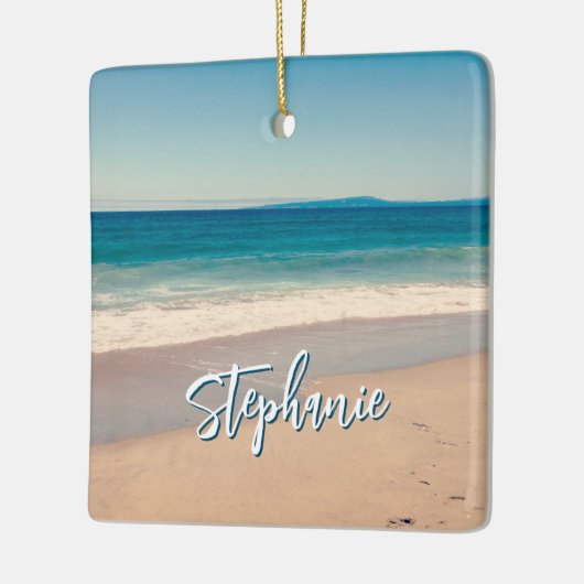 Personalisiert Beach Foto Blue Landschaftlich Keramikornament (Links)