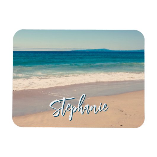 Personalisiert Beach Foto Blue Landschaftlich Magnet (Horizontal)