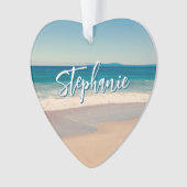 Personalisiert Beach Foto Blue Landschaftlich Ornament (Vorderseite)