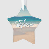 Personalisiert Beach Foto Blue Landschaftlich Ornament (Vorderseite)