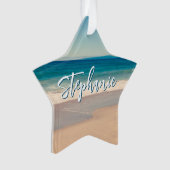 Personalisiert Beach Foto Blue Landschaftlich Ornament (Vorderseite)