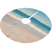 Personalisiert Beach Foto Blue Landschaftlich Polyester Weihnachtsbaumdecke (Schrägansicht)