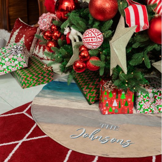 Personalisiert Beach Foto Blue Landschaftlich Polyester Weihnachtsbaumdecke