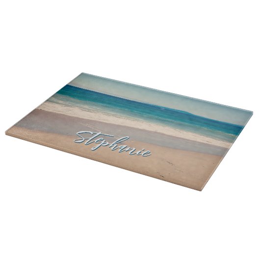 Personalisiert Beach Foto Blue Landschaftlich Schneidebrett (Ecke)