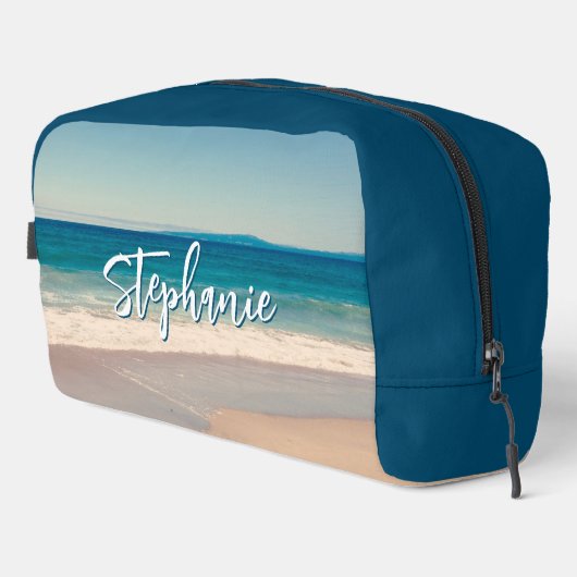 Personalisiert Beach Foto Blue Waschbeutel (Rechte Ecke)