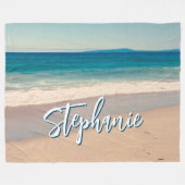 Personalisiert Beach Foto Ocean Blue Landschaftlic Fleecedecke (Vorderseite (Horizontal))
