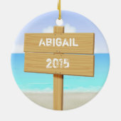 Personalisiert Beach Fun Dolphin Weihnachten Keramik Ornament (Hinten)