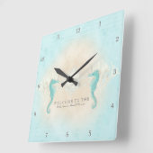 Personalisiert Beach House Begrüßungszeichen Seepf Quadratische Wanduhr (Winkel)