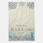 Personalisiert Beach House Coastal Coral Reef Geschirrtuch (Vertikal)