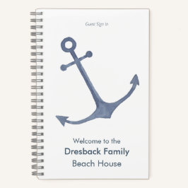 Personalisiert Beach House Gästebuch in Anchor Notizblock