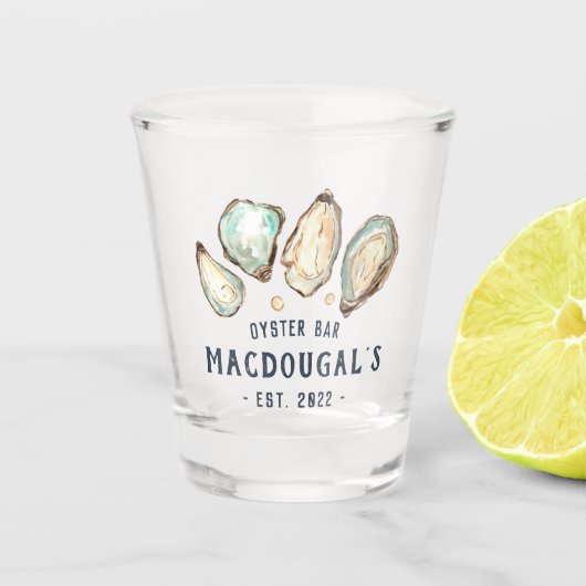 Personalisiert Beach House Oyster Bar Schnapsglas (Vorderseite)