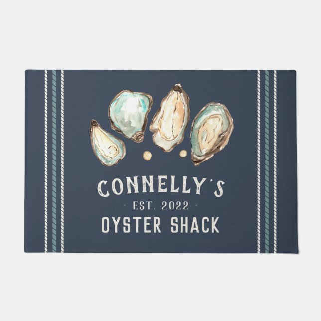 Personalisiert Beach House Oyster Shack Fußmatte (Vorderseite)
