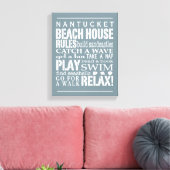 Personalisiert Beach House Rules grau | weiß Leinwanddruck (Insitu (Wohnzimmer))