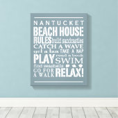 Personalisiert Beach House Rules grau | weiß Leinwanddruck (Insitu (Holzboden))