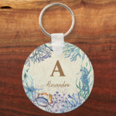 Personalisiert Beach Monogram Korallenriff Schlüsselanhänger (Vorderseite)