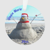 Personalisiert Beach Sand Santa "Snowman" Ornament (Vorderseite)