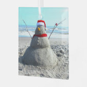 Personalisiert Beach Sand Santa "Snowman" Ornament Aus Glas (Vorderseite links)